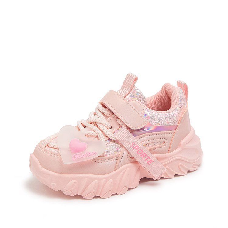 Girls Sports Shoes s Running Sneakers for School Fashion Cute Shiny Non Slip Umshop Children Toddler Casual Shoes With Heart Autumn Sizes 26 37 U0270 