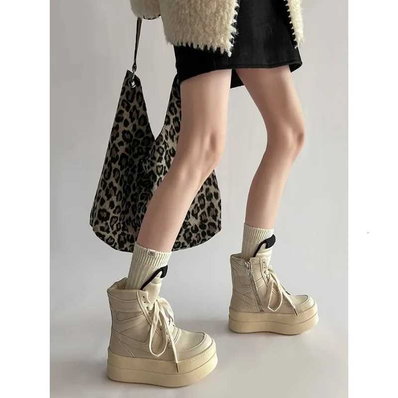 Thick Sole Ankle Boots Design High Top Shoes For Wen 2025 Autumn And Winter New Height Increasing Casual Sports Board Shoes Y251007