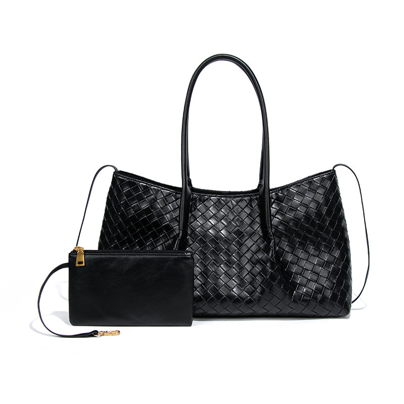 B's Summer New Handwoven Women's Light Luxury Simple Commuter High-end Basket Bag, Large Capacity Tote Bag