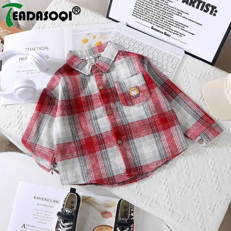 29Y Childrens Plaid Shirt Clothing For Boys And Girls Autumn Winter Long Sleeve Lapel Single Breasted Cardigan Base TShirt C251007