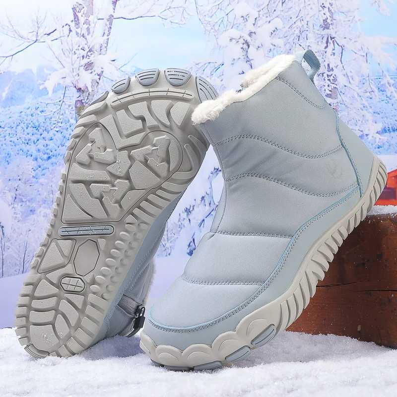 WomenMen Barefoot Snow Boots Warm Fur Shoes Non Slip Minimalist Ankle Boots Thermal Plush Shoes Comfortable for Hiking Walking J251007