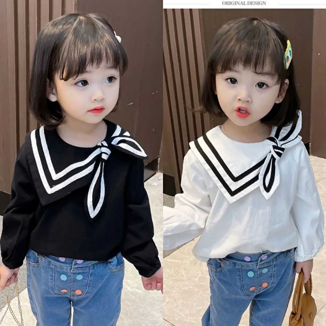 Kids Girls Longsleeved Shirts New Childrens Spring and Autumn Bottoming Shirts Girls Baby Bow Shirts Tops C251007