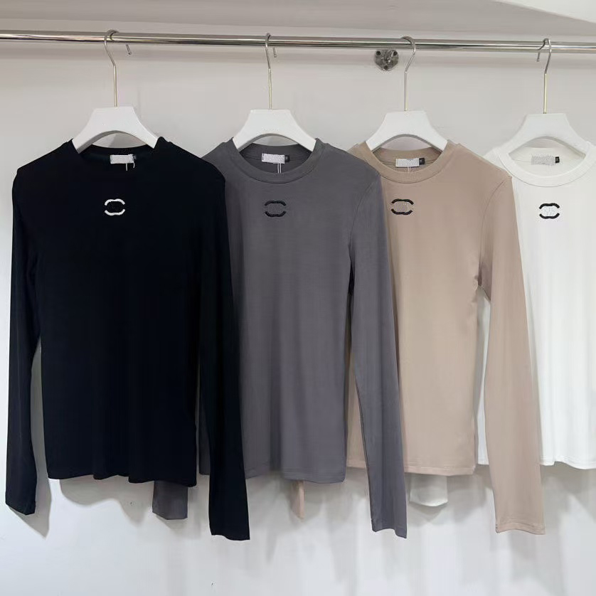 Women's T-Shirt Women's Long-Sleeve Round Neck T-Shirt with Letter Print - Casual Streetwear Fashion