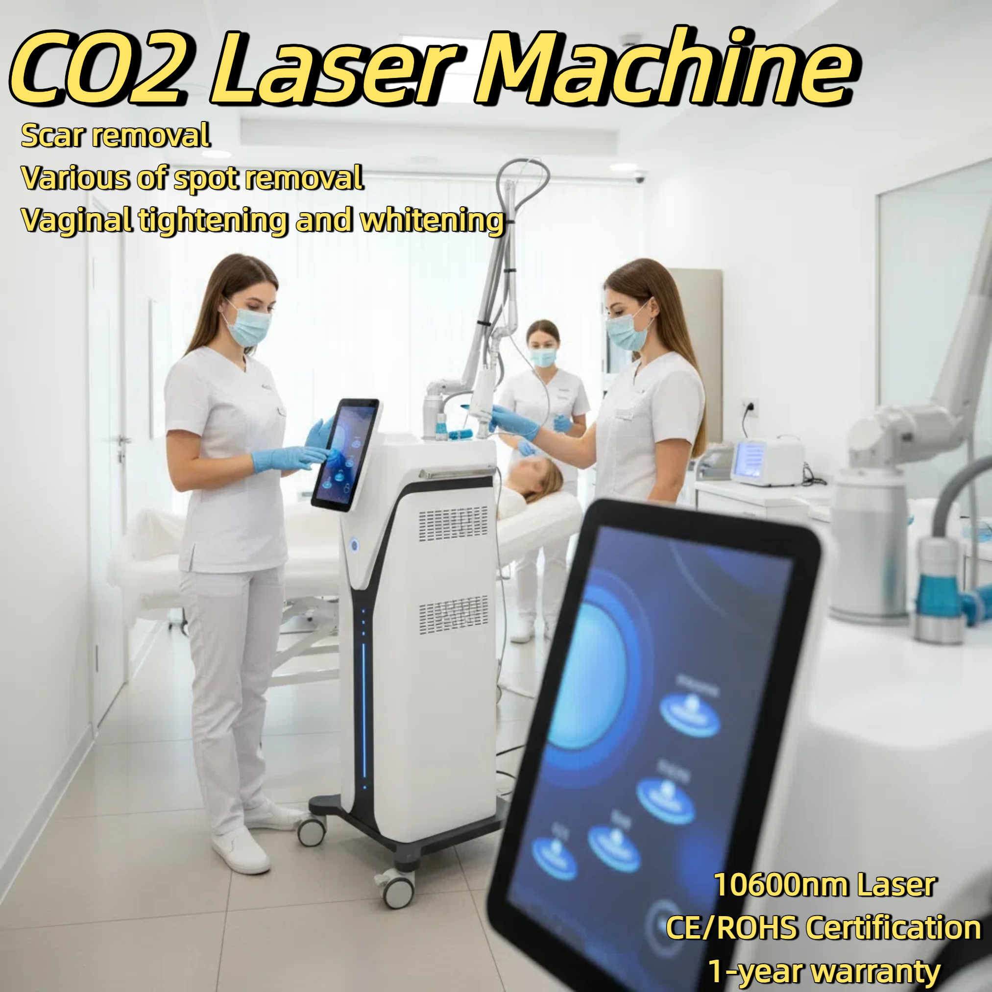 CO2 Fractional Laser 10600nm Acne Treatment Whitening Wrinkle Removal Vaginal Tighten Skin Care Rejuvenation Painless Scar Remove Skin Tightening Devi