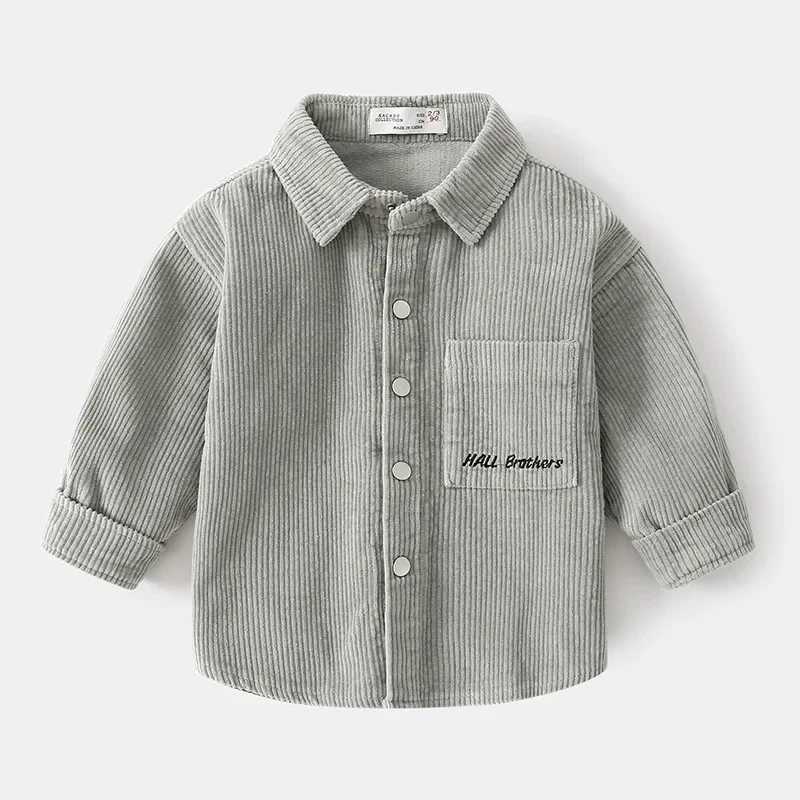 Corduroy Boys Cardigan Baby Boys Shirts Long Sleeve School Blouse Kids White Shirt for Toddler Boys Blouse Children Tops New C251007