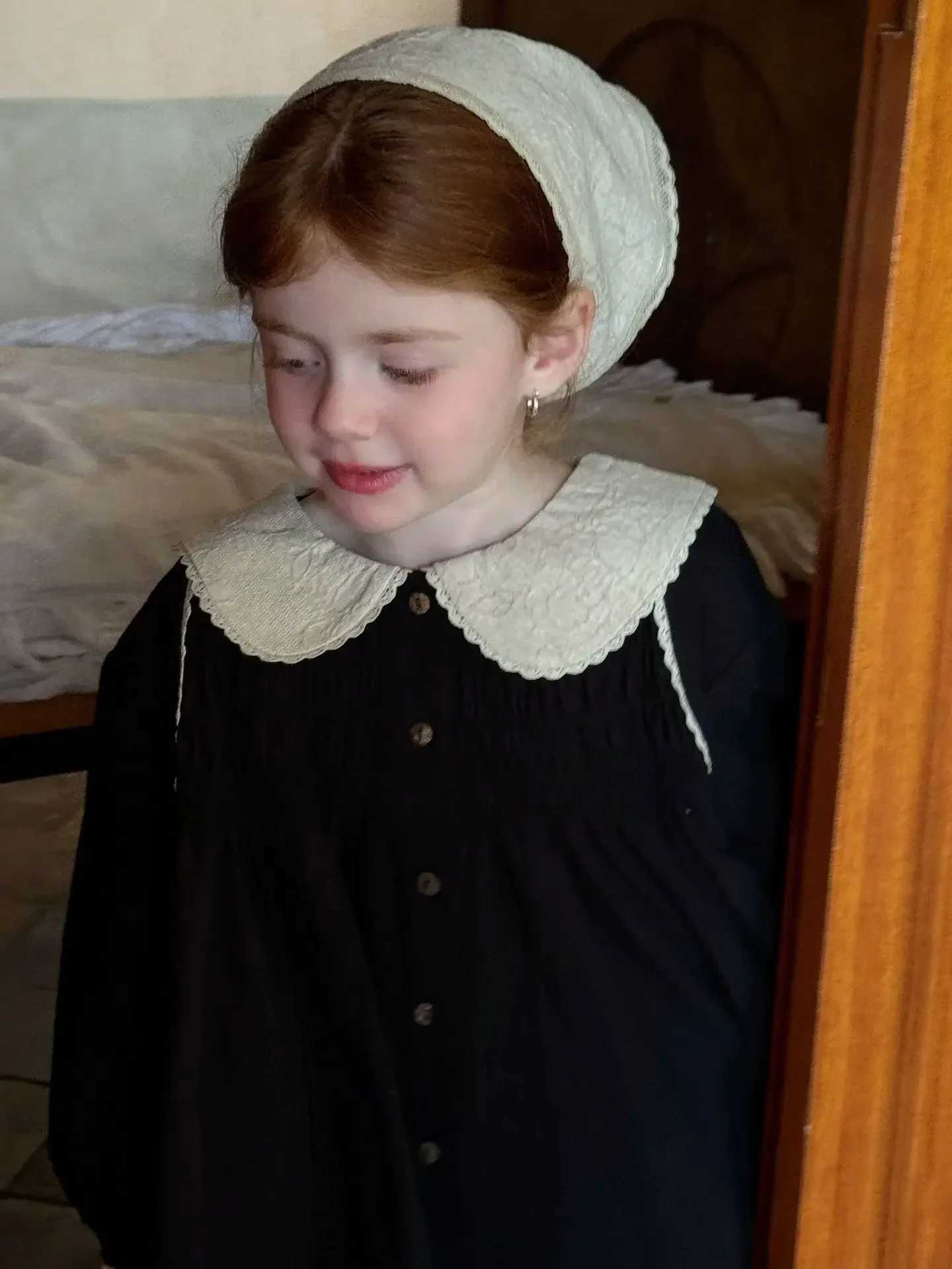 two pcs set2024 new arrive baby girl clothes Cotton and linen black shirt blouse for girls white blouse baby girl clothes C251007