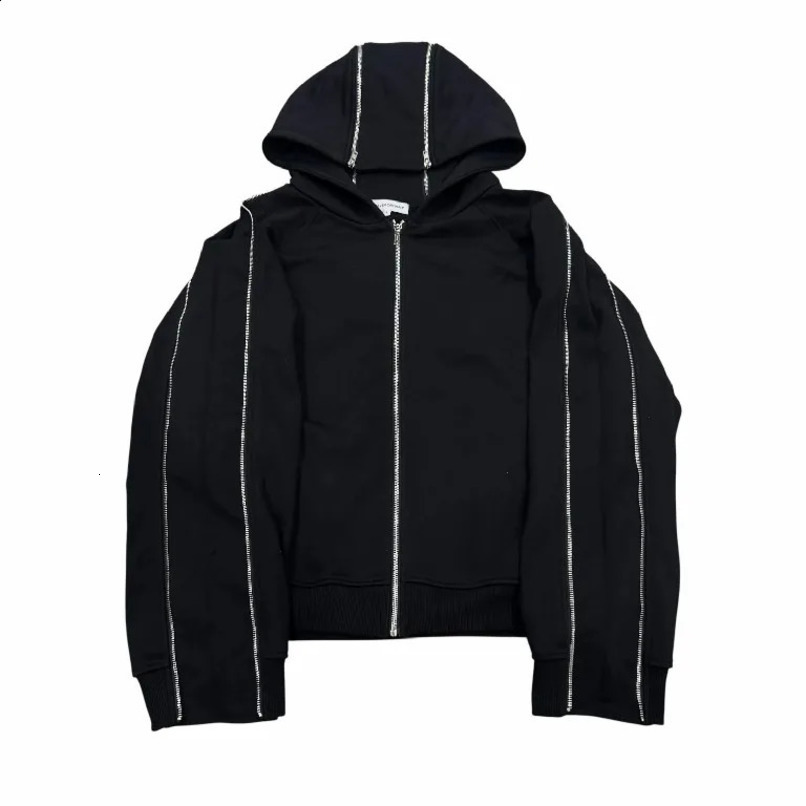 HCW Zipper Hoodie Y2K Clothing Mens Harajuku Hip Hood Design Extra Large Sweatshirt Casual Multi Jacket 250305w