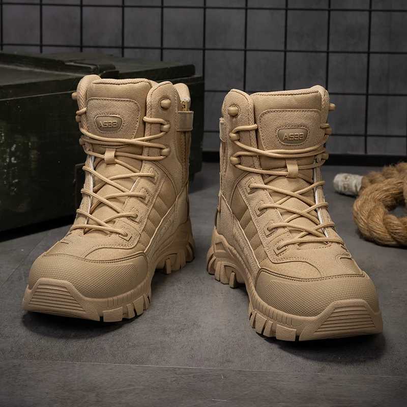 Mens Boots High Quality Hiking Boots Mens Outdoor Boots Non Slip High Top Training Boots Mens Plus Size Jungle Hunting Boots J251007