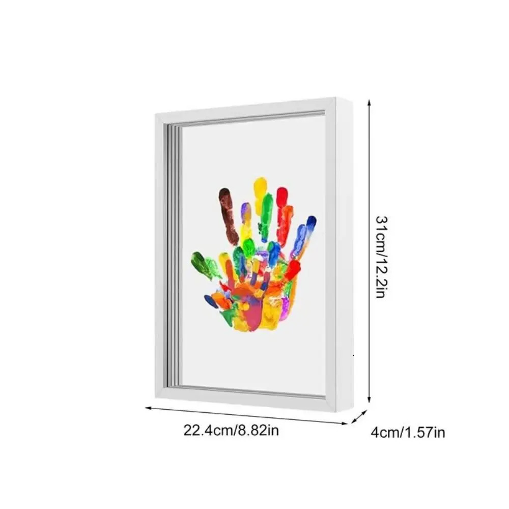 Family Handprint Po Frame Kit DIY Handmade Keepsake Clear Baby Handprint Footprint Souvenir for Family Baby Pet Wooden Frame250922