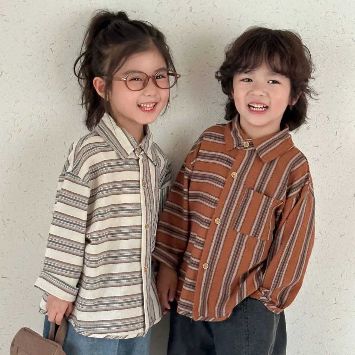 2025 Spring Autumn Childrens Long Sleeve Shirt Boys Girls Cotton Striped Tshirt Baby Clothes Toddlers 18y Kids Cardigan Tops C251007