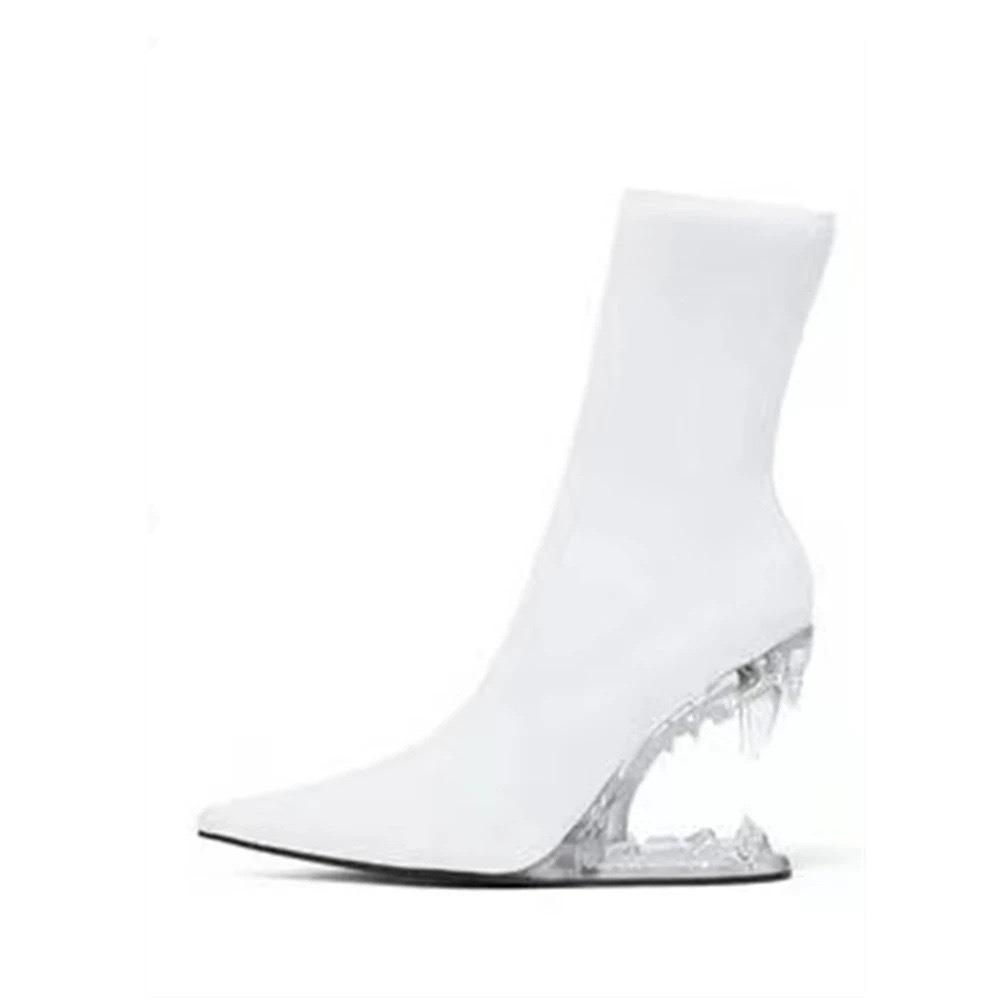 Fashionable New Style for Ladies: High-top Stiletto Boots Featuring Tiger Teeth Special-shaped Heel Detailing
