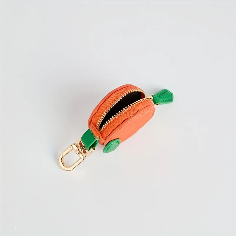 Orange Fruit Charm coin purse cute key chain mini pouch Wallet gift for Airtag girl women 2025 spring summer 250930