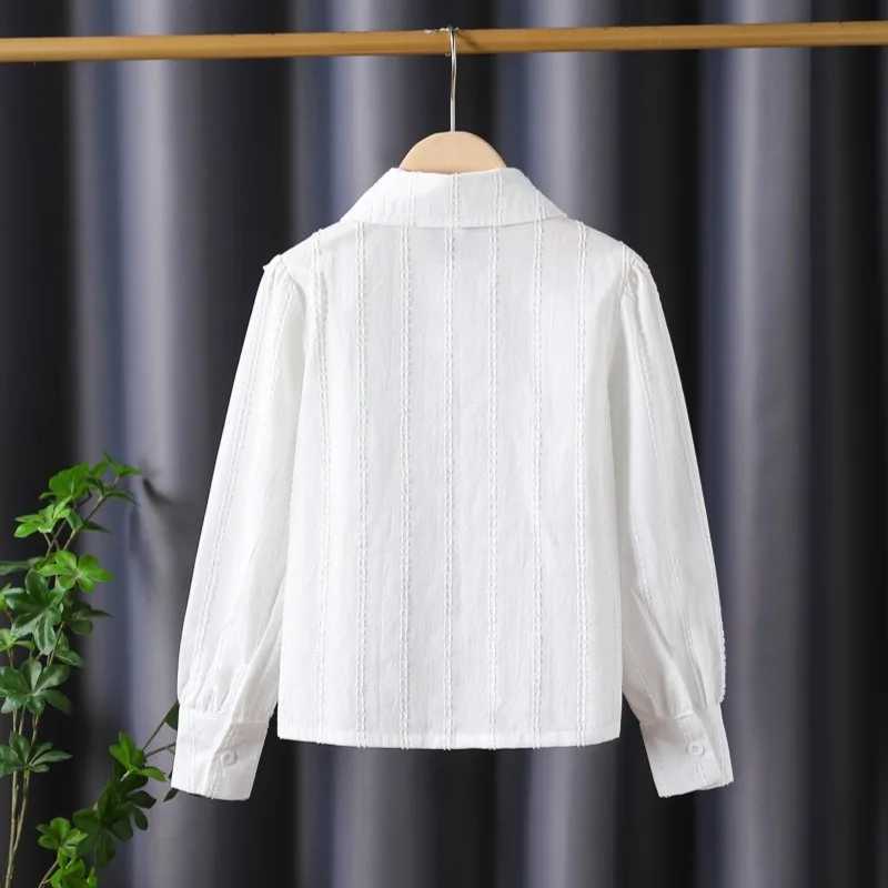 Girls Shirts Long Sleeve Spring Autumn 2025 Children White Blouse Academy Style Tops for Kids Teenager School Uniform Clothes C251007