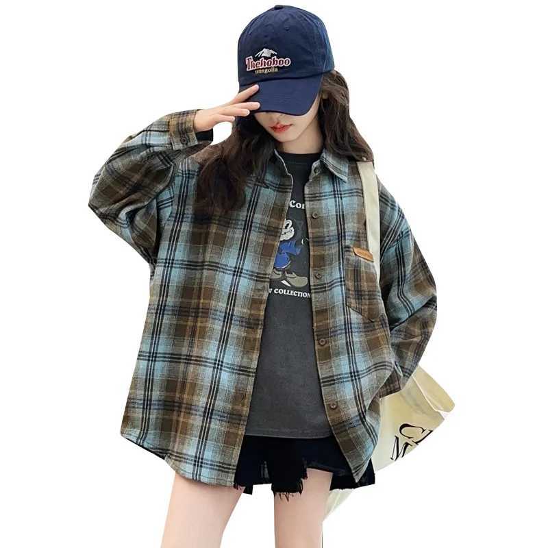 Korean Kids Autumn Long Sleeve Plaid Blouse for Girls Outfit Clothing Tops Children Baby Clothes School Uniform Shirt Outerwear C251007
