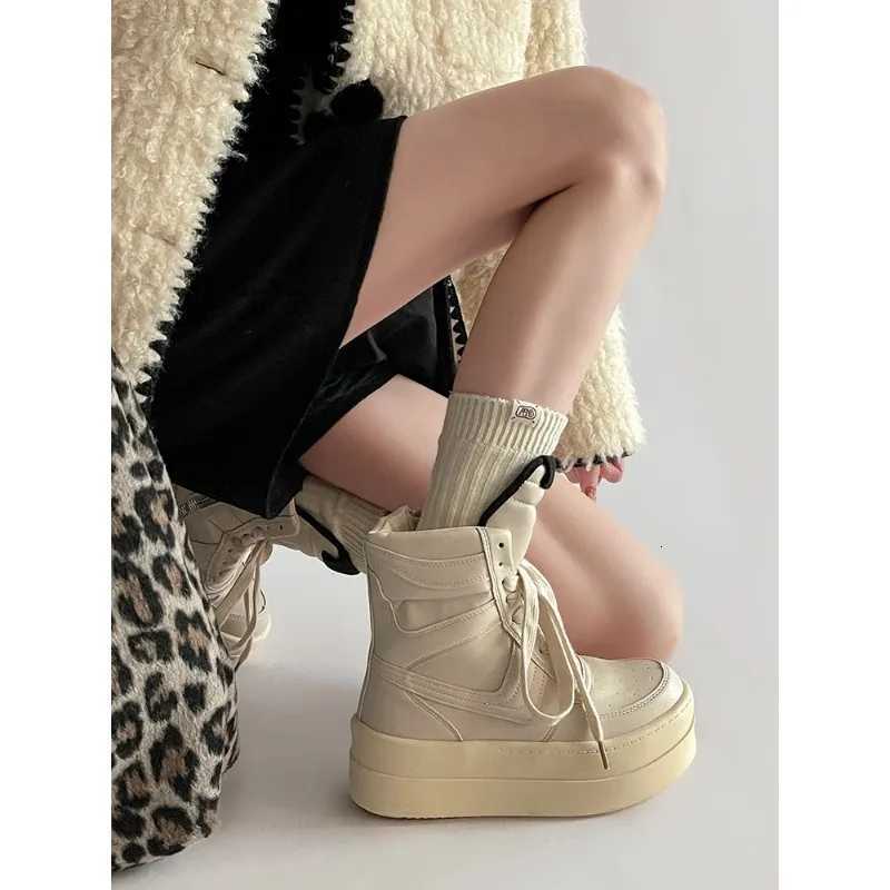 Thick Sole Ankle Boots Design High Top Shoes For Wen 2025 Autumn And Winter New Height Increasing Casual Sports Board Shoes Y251007