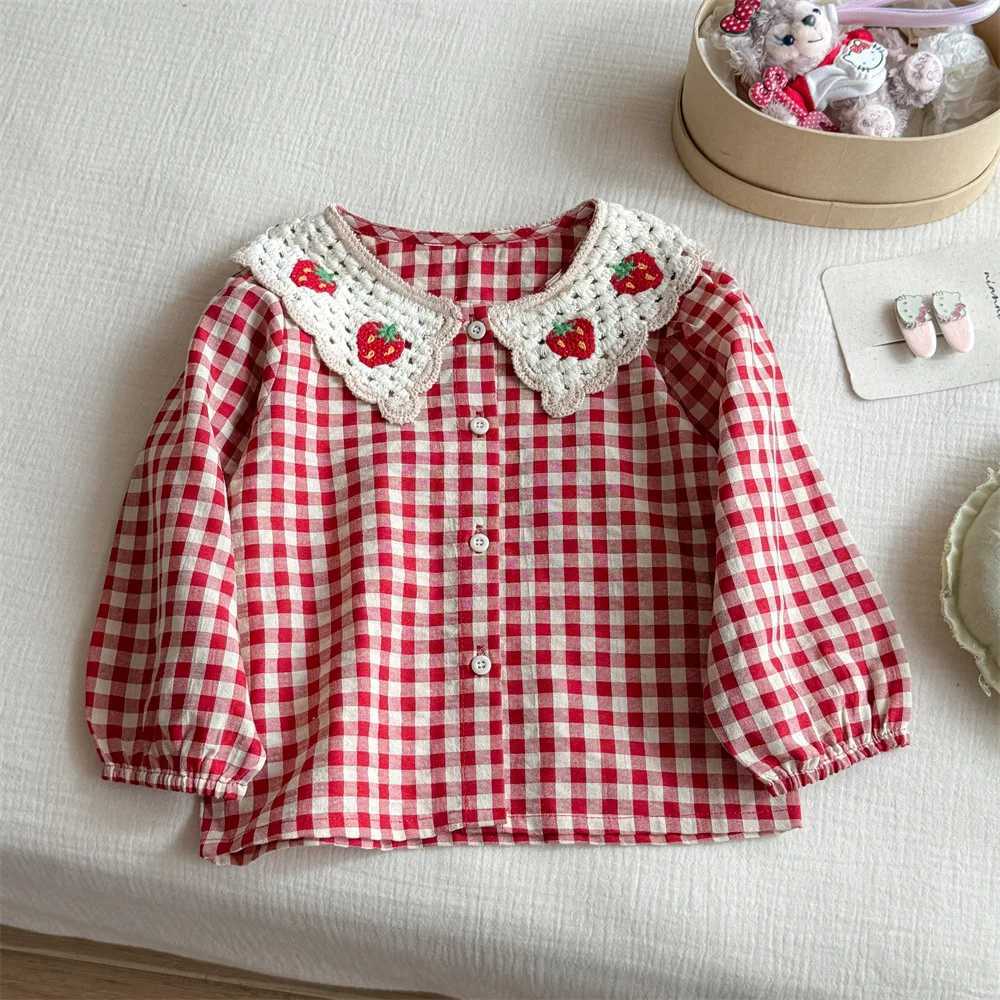 Girls Plaid Shirt Spring and Autumn New Girls Baby Doll Shirt Early Autumn Cotton Longsleeved Shirt C251007