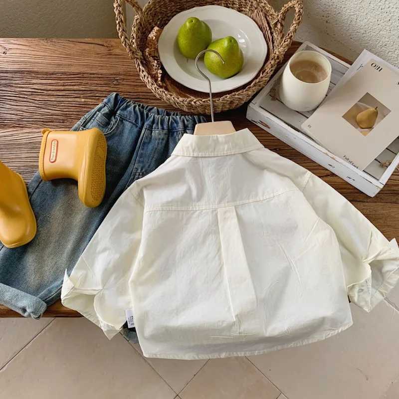 2024 Summer Kids colorful painting long sleeve shirts Boys pure cotton thin shirt turndown collar Tops C251007