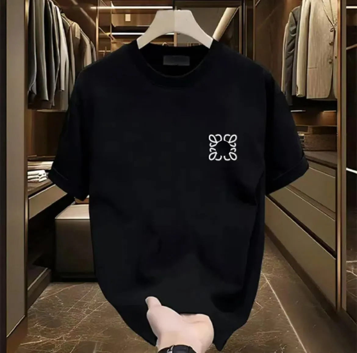 Designer men's T-shirt High quality fashion casual simple embroidery heavy cotton T-shirt male and female couples must have Asia plus size