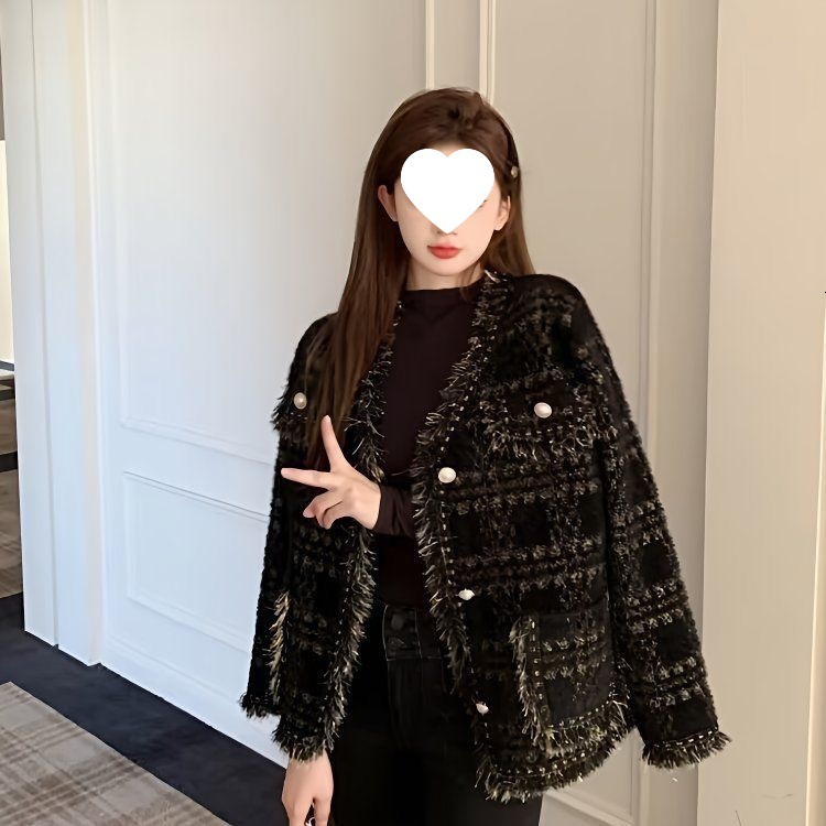 2025 plus size casual designer jacket fashionable coarse fur short jacket design style loose women's cardigan jacket autumn and winter new luxury