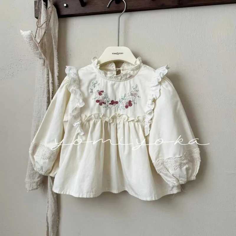 Girls Clothing Spring and Autumn New Childrens Embroidered Lace Doll Shirt Baby Girl Top Sweet Versatile Blouse C251007