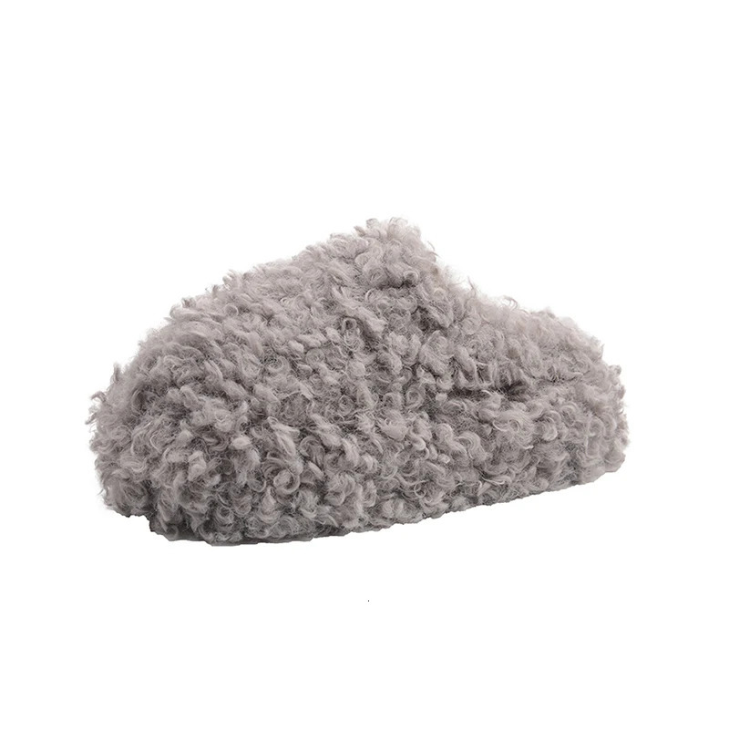 Platform Women Fluffy Slippers Flats Mules Shoes Plush Warm Home Shoes Winter Casual Slingback Shoes Comfort Slides Mujer 250930