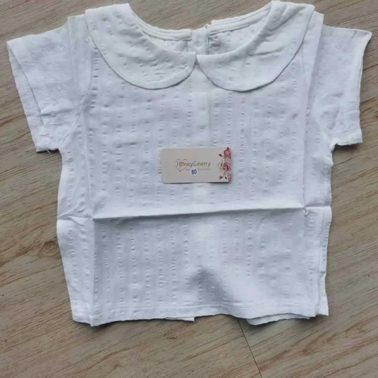 Cherry Summer Girls Shirt Simple Sweet And Versatile Short Sleeve Loose Lapel Top Baby Girl Blouse C251007