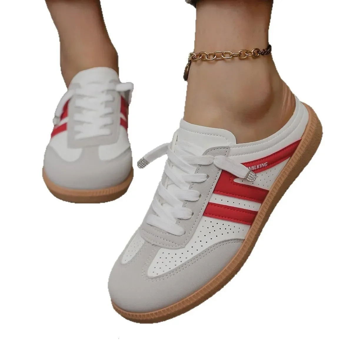 Women Mules Shoes Sports Round Toe Flat Female Footwear Casual Sneakers Clogs Platform Summer Slip on Creeper Baotou Slippers 250929