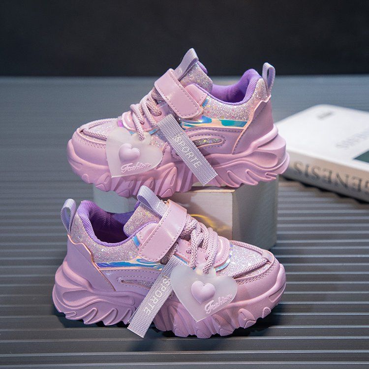 Girls Sports Shoes s Running Sneakers for School Fashion Cute Shiny Non Slip Umshop Children Toddler Casual Shoes With Heart Autumn Sizes 26 37 U0270 
