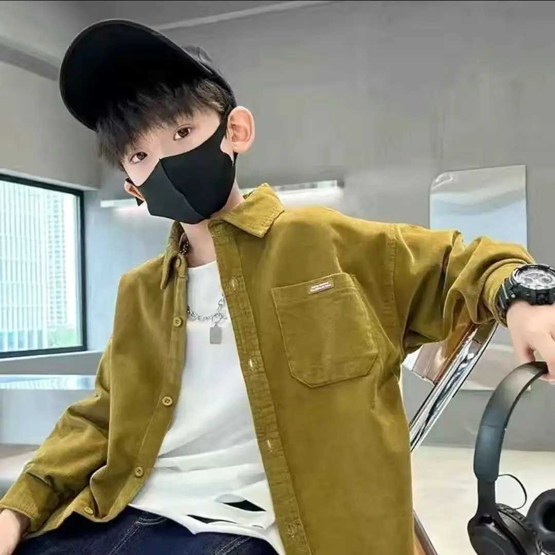 Kids Blouses Spring New Corduroy Baggy 2025 Fashion Korean Long Sleeve Simple Style Casual C251007