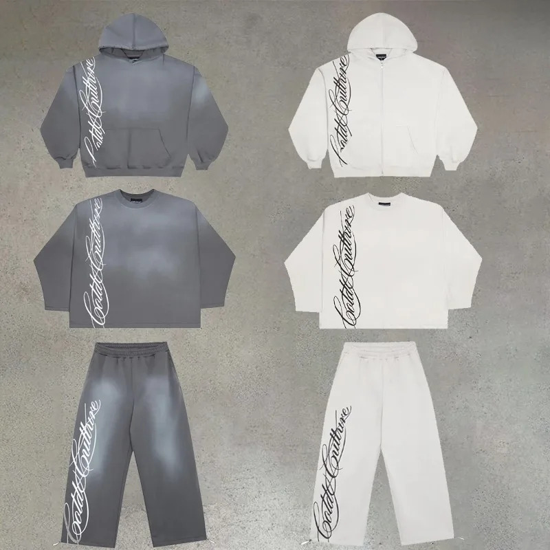Y2K clothes 2 Piece Set Sweatshirt Cotton washed retro style Hoodie suit streetwear Hip Hop Letter Print Fashion 2 Piece Set 250922