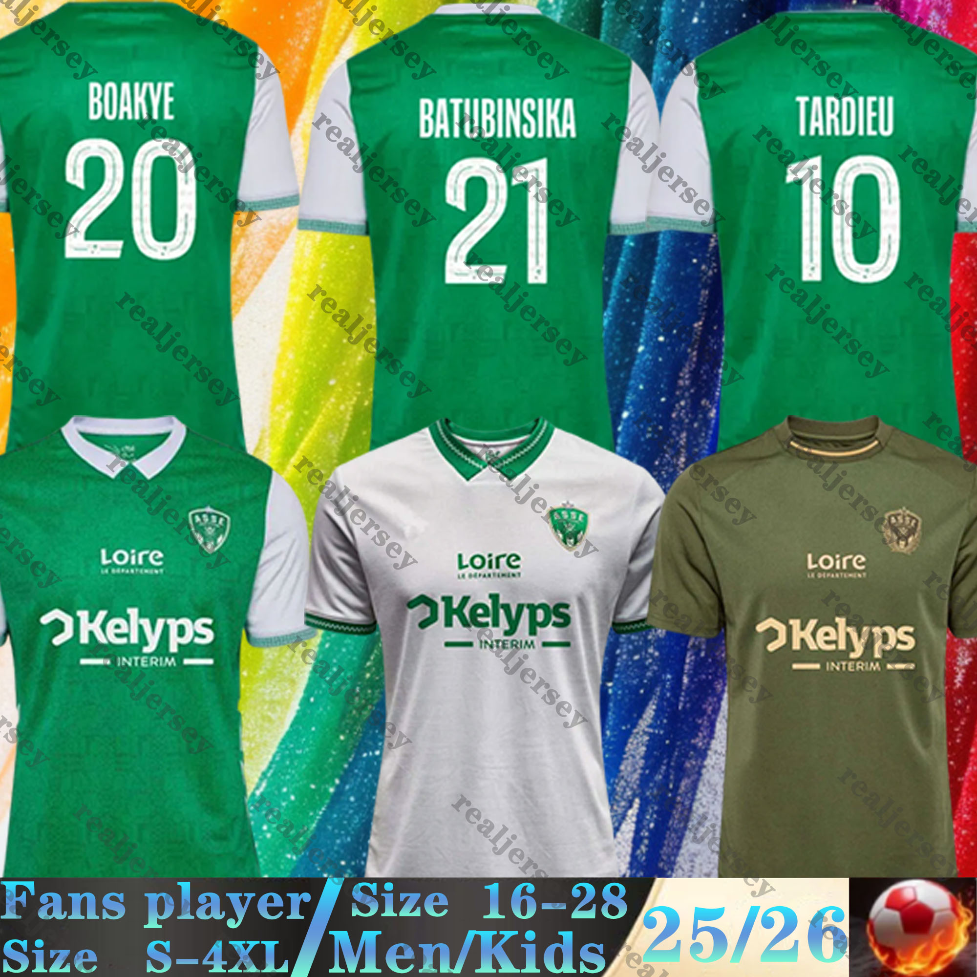 25 26 AS Saints Etienne Soccer Jerseys Home Away BOUDEBOUZ SISSOKO AOUCHICHE ASSE STASSIN DAVITASHVILI DREYER KHAZRI AHOLOU 2025 2026 men kids kits Football shirts