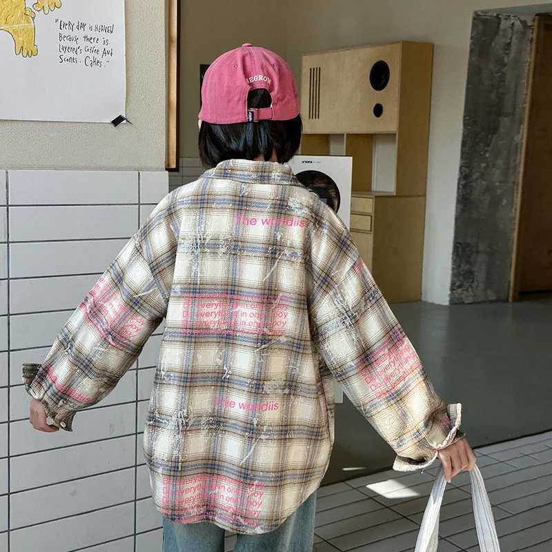 Fashion Child Plaid Blouse for Kid Girls Long Sleeve High Street Shirt Outerwear Kids Teenager Spring Trendy Streetwear Outfit C251007