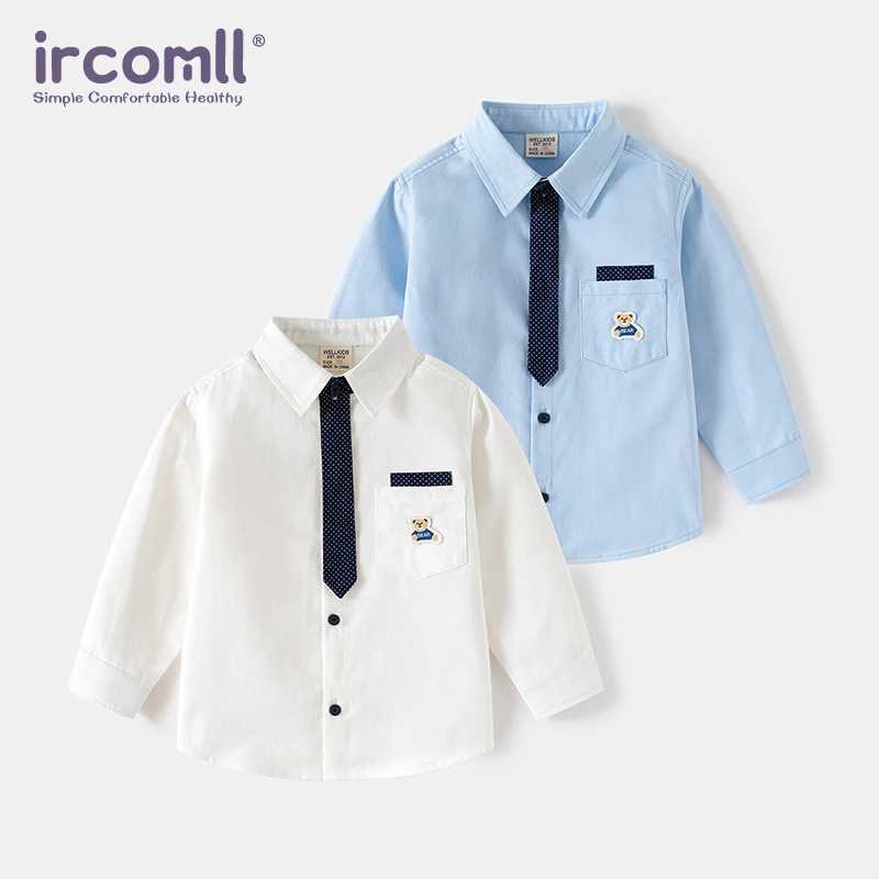 ircomll Boys Long Sleeved Shirt Tie TShirt Childrens College Style Cotton Shirt For Boy Clothes Spring tops Toddler Boys Coat C251007