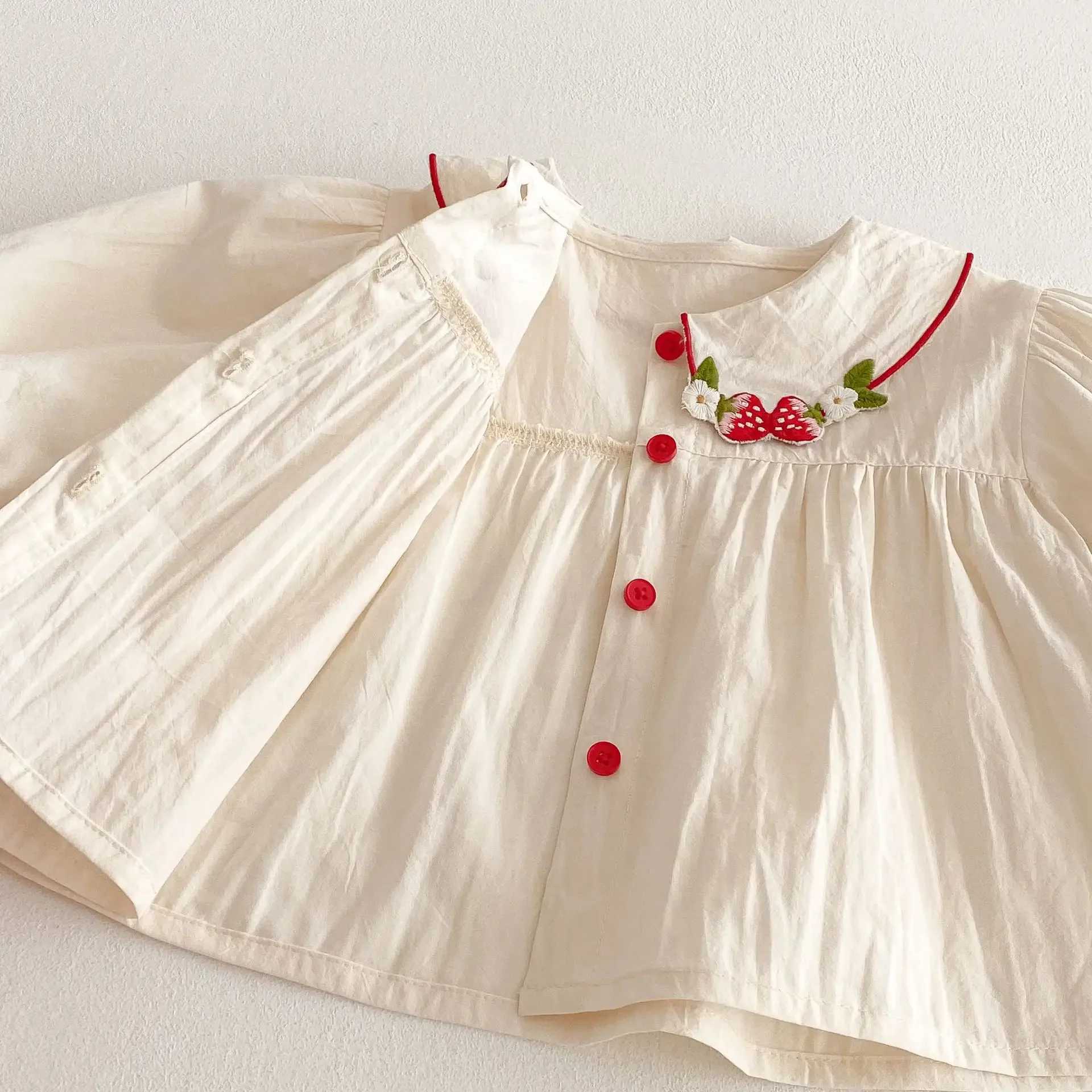 2025 Spring New Korean Style Baby Girl Strawberry Shirt Fashionable Kids Blouse Huzhou Zhili Childrens Trendy Spring Top C251007