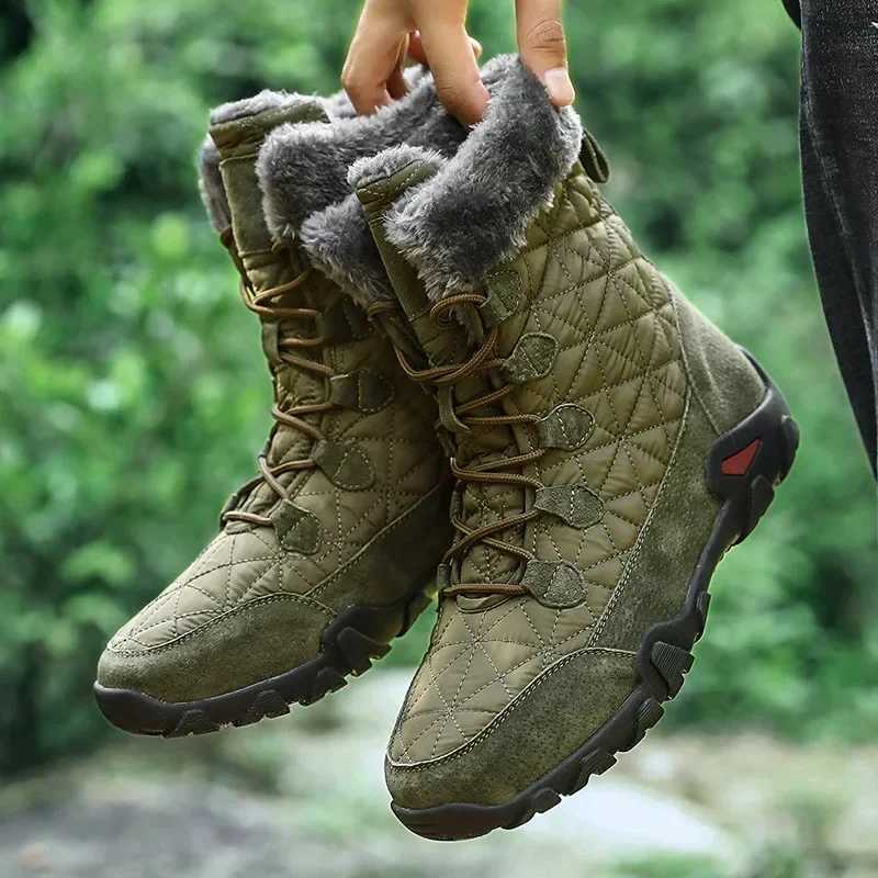 Winter Mens Hiking Shoes Outdoor Mens Snow Boots Velvet Comfortable Work Mens Boot Mountaineering Travel Casual Cotton Shoes J251007