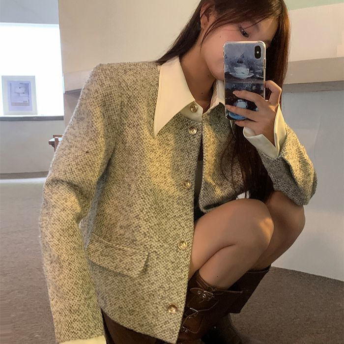 2025 autumn and winter new Polo fashion collar short designer jacket elegant coarse fur tweed high-end social top luxury
