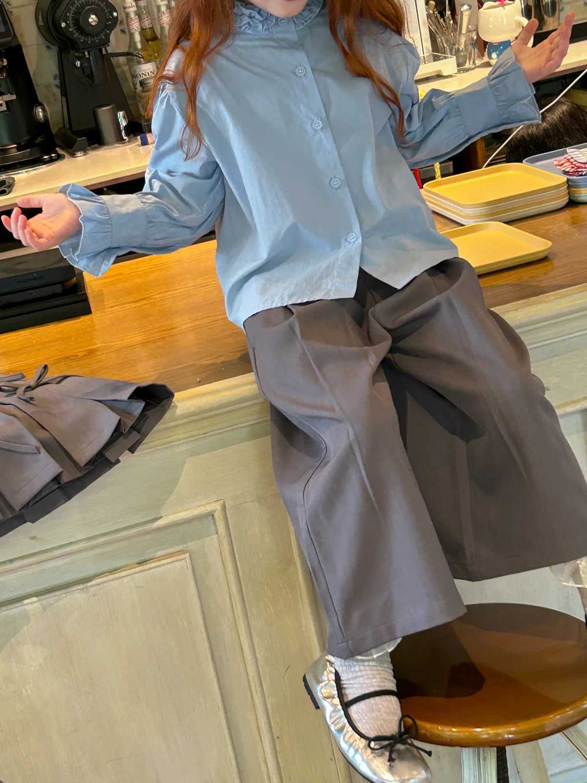 Girls Shirt 2025 Autumn New Childrens Clothing Korean Style Girls Baby Fashion Retro Sweet Frilly Longsleeved Shirt C251007