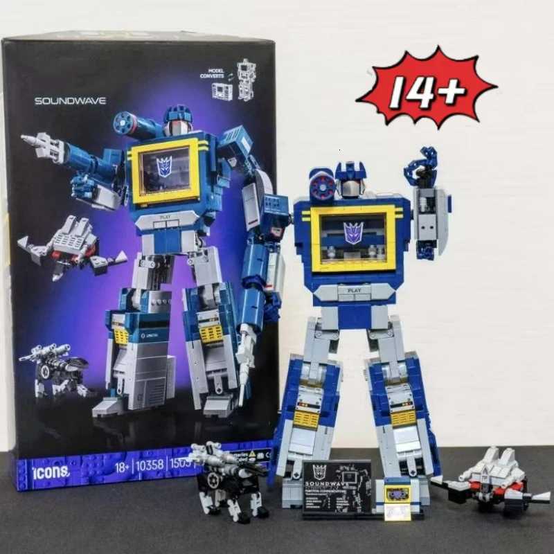MINISO FIT 10358 Robot Soundwave Building Blocks Assembly Brick Model Toys For Boy Kids Christmas Birthday Gift Home Decor F250107