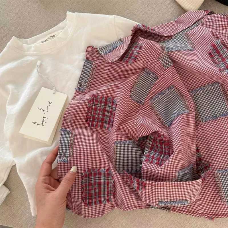 Childrens Longsleeved Shirt New Style For Autumn 2025 Patchwork With Raw Edges For Boys Personalized Shirt For Girls C251007