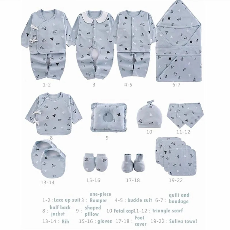 1822 Pieces born Clothes Baby Gift Pure Cotton Baby Set 06 Months Autumn And Winter Kids Clothes Suit Unisex Without Box 250930