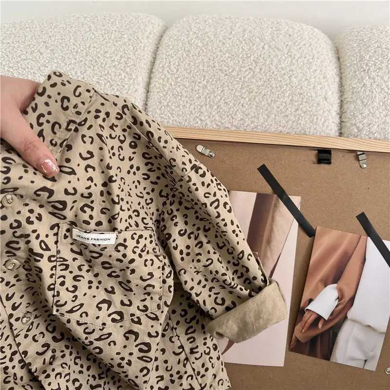 Boys Shirt Spring and Autumn New Childrens Leopard Pattern Long sleeved Cotton Shirt Girls Baby Korean Edition Shirt Coat C251007