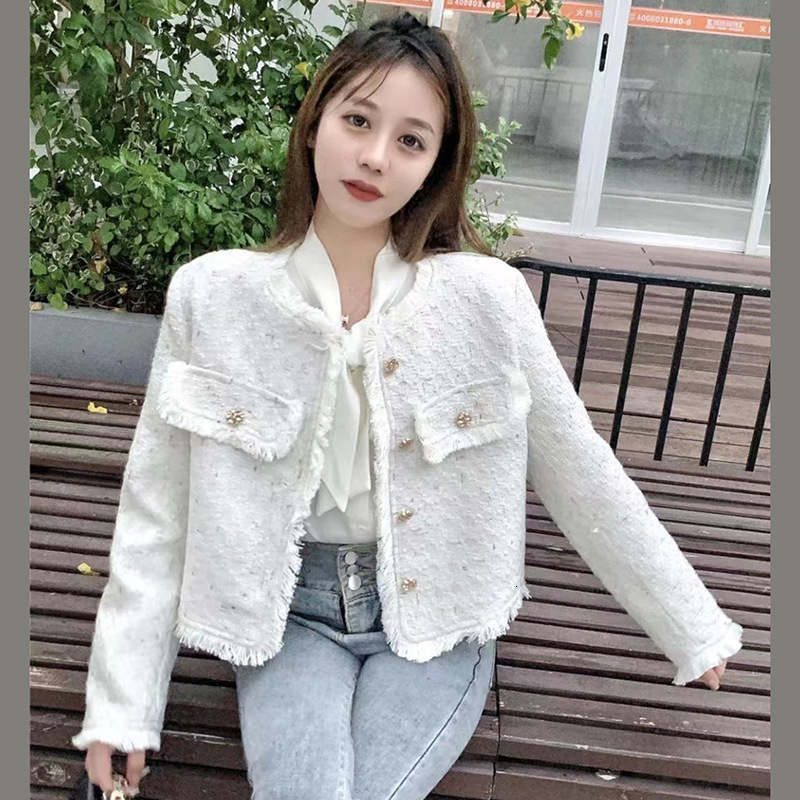 2025 women's jacket petite new coarse fur short jacket Korean high-end elegant social tweed jacket autumn design and winter designer jacket new l