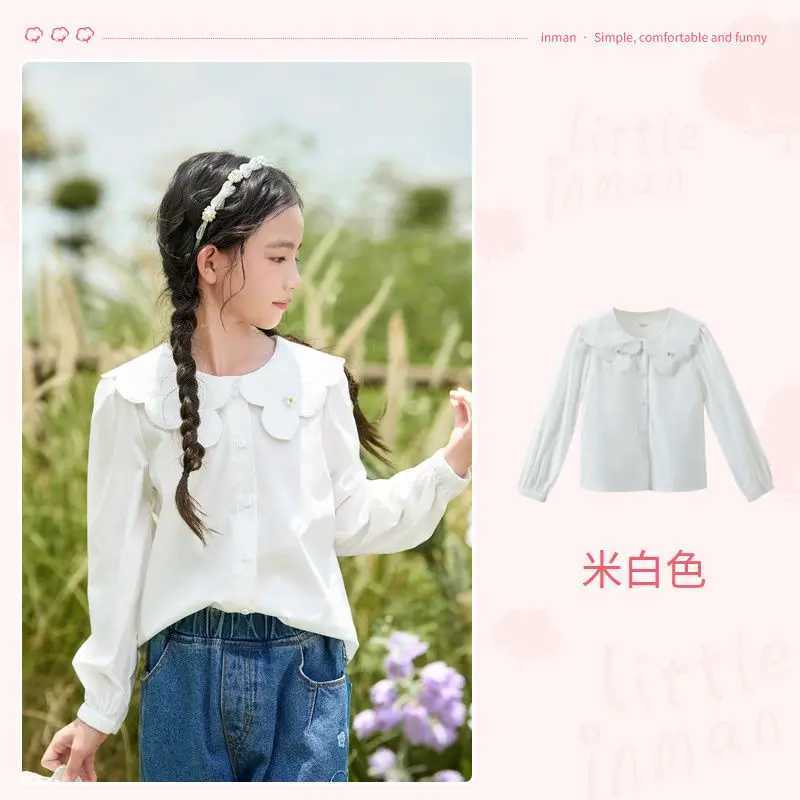 2024 Baby Girls Fashion flowers collar Shirts Blouses Elegant Kids Girl Spring Autumn Tops Children Birthday Princess Clothes C251007