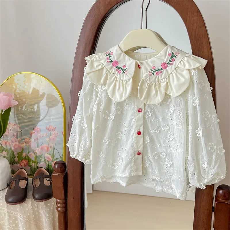 Childrens Clothing Shirt 2024 New Girls Doll Shirt Childrens Clothing Autumn Clothing Korean Embroidered Shirt Baby C251007