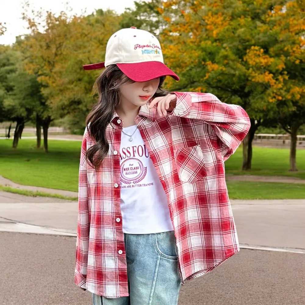 Plaid Shirts for Kids Baby Girls Spring Preppy Shirts Fashion Clothes Autumn Girls Tops Long Sleeve Children Clothing for 314Y C251007