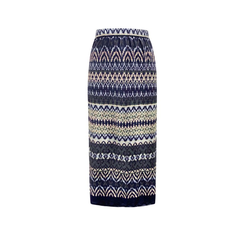 Women's Mixed - Color Printed Midi Skirt - Fashion Casual Vacation & Office Milk Silk Skirt-CF40681