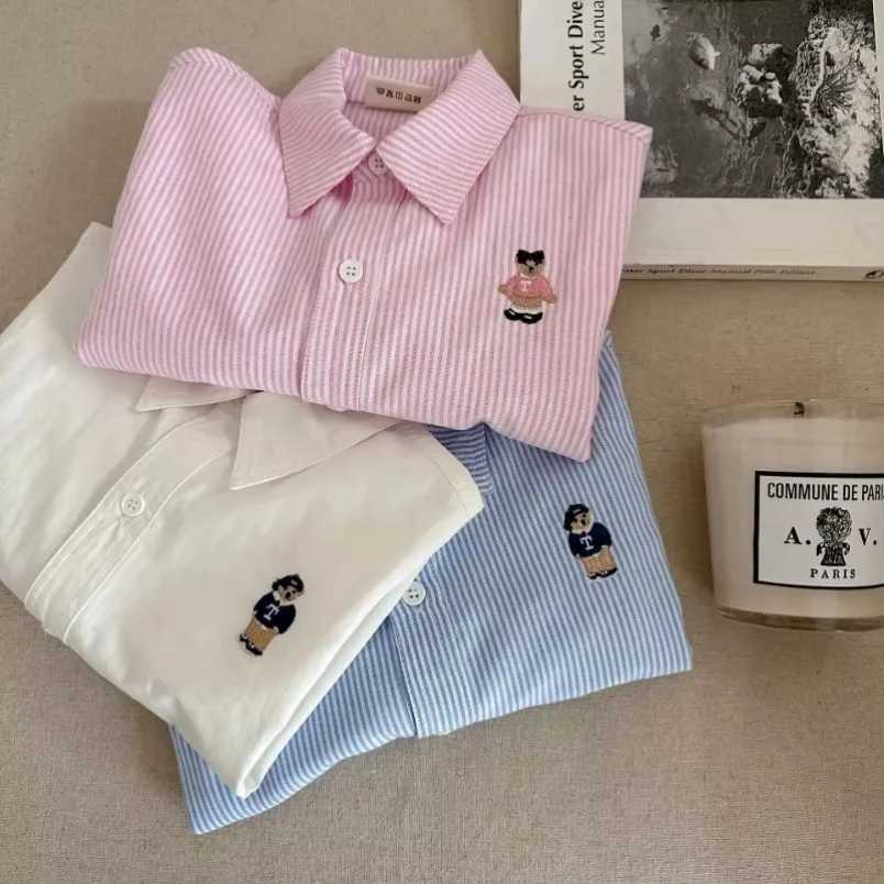 New Childrens Shirt Cartoon Boys Girls Long Sleeve Blouses Shirts Korean Childrens Clothing Spring Pink Blue White Blouse C251007