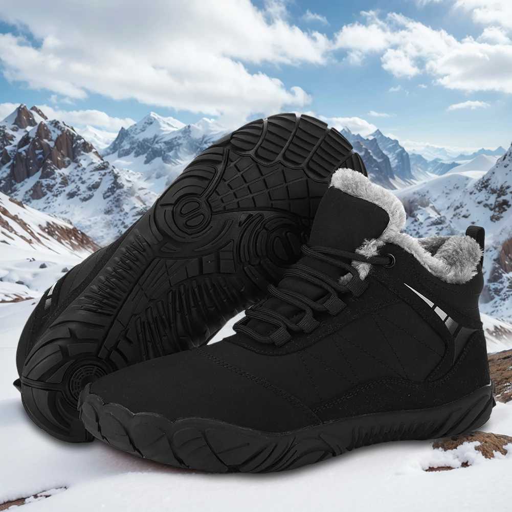 Womens Mens Waterproof Winter Plush Barefoot Shoes Non Slip Snow Boots Cotton Warm Fur Lined Unisex Walking Hiking Outdoor Shoes J251007