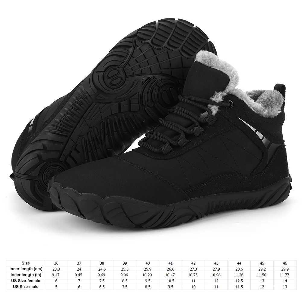 Womens Mens Waterproof Winter Plush Barefoot Shoes Non Slip Snow Boots Cotton Warm Fur Lined Unisex Walking Hiking Outdoor Shoes J251007