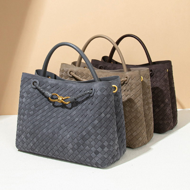 New Fashion Women's Handbag Shoulder Crossbody Handwoven Soft Leather Tote Bucket Bag